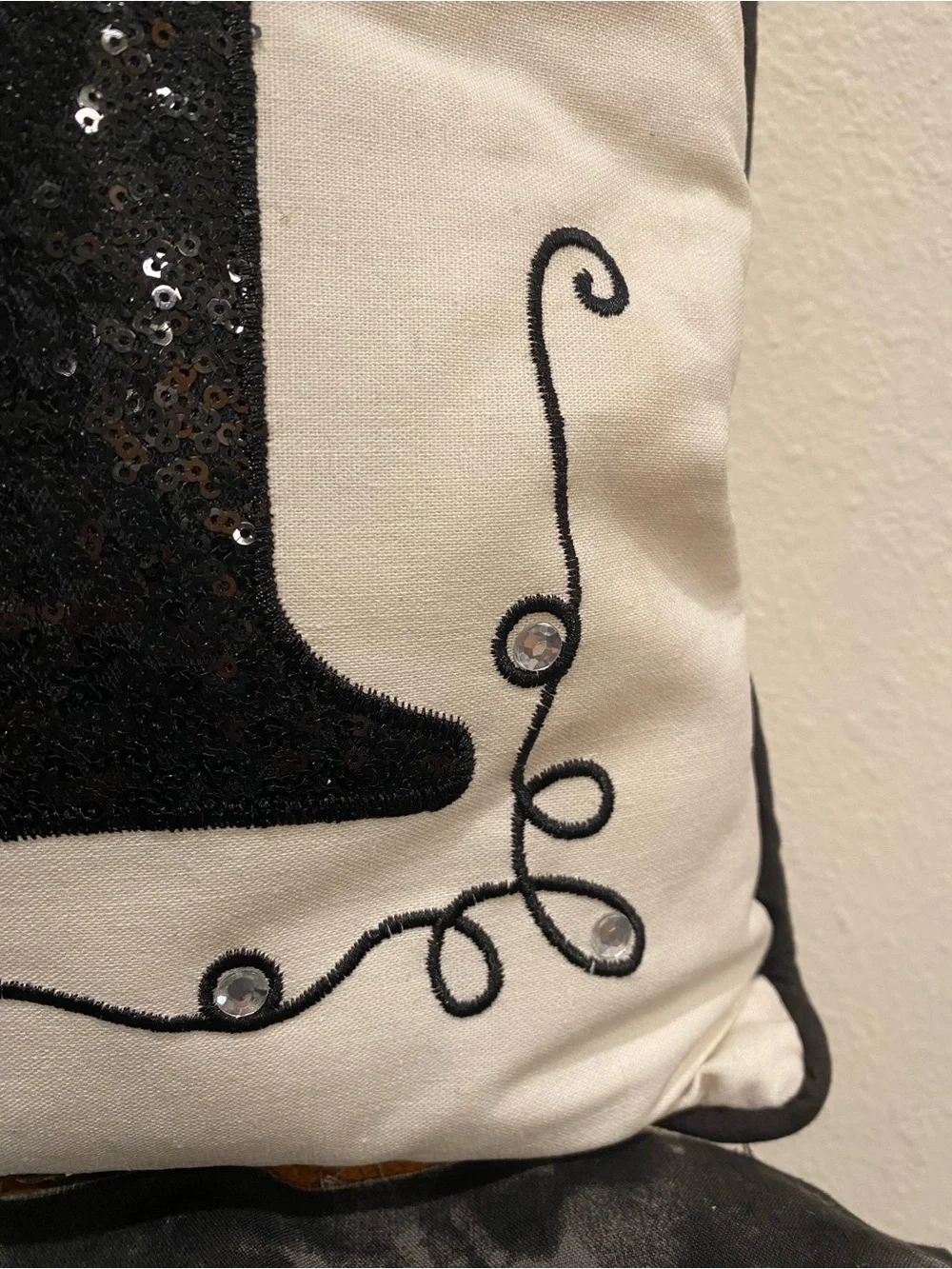 October 31 Halloween Decorative Pillow - Black on Cream